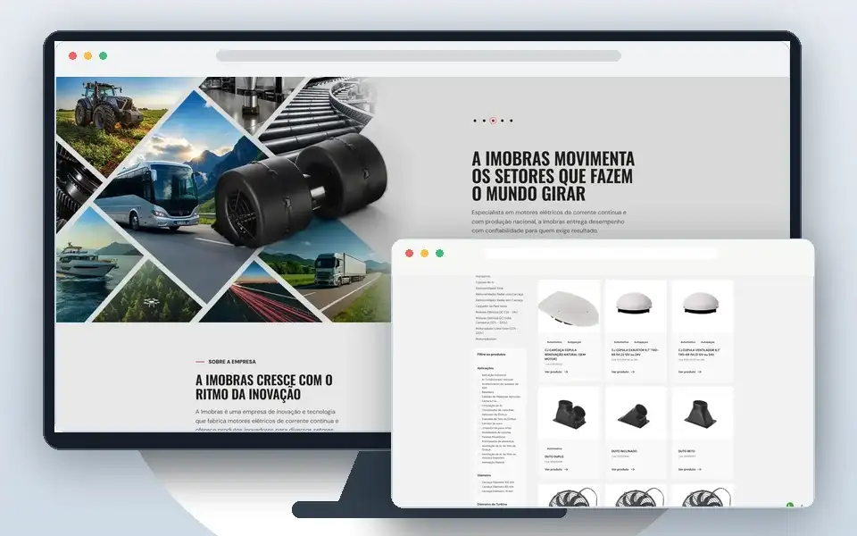 Página inicial do website da Imobras, com destaque para seus produtos e segmentos atendidos.