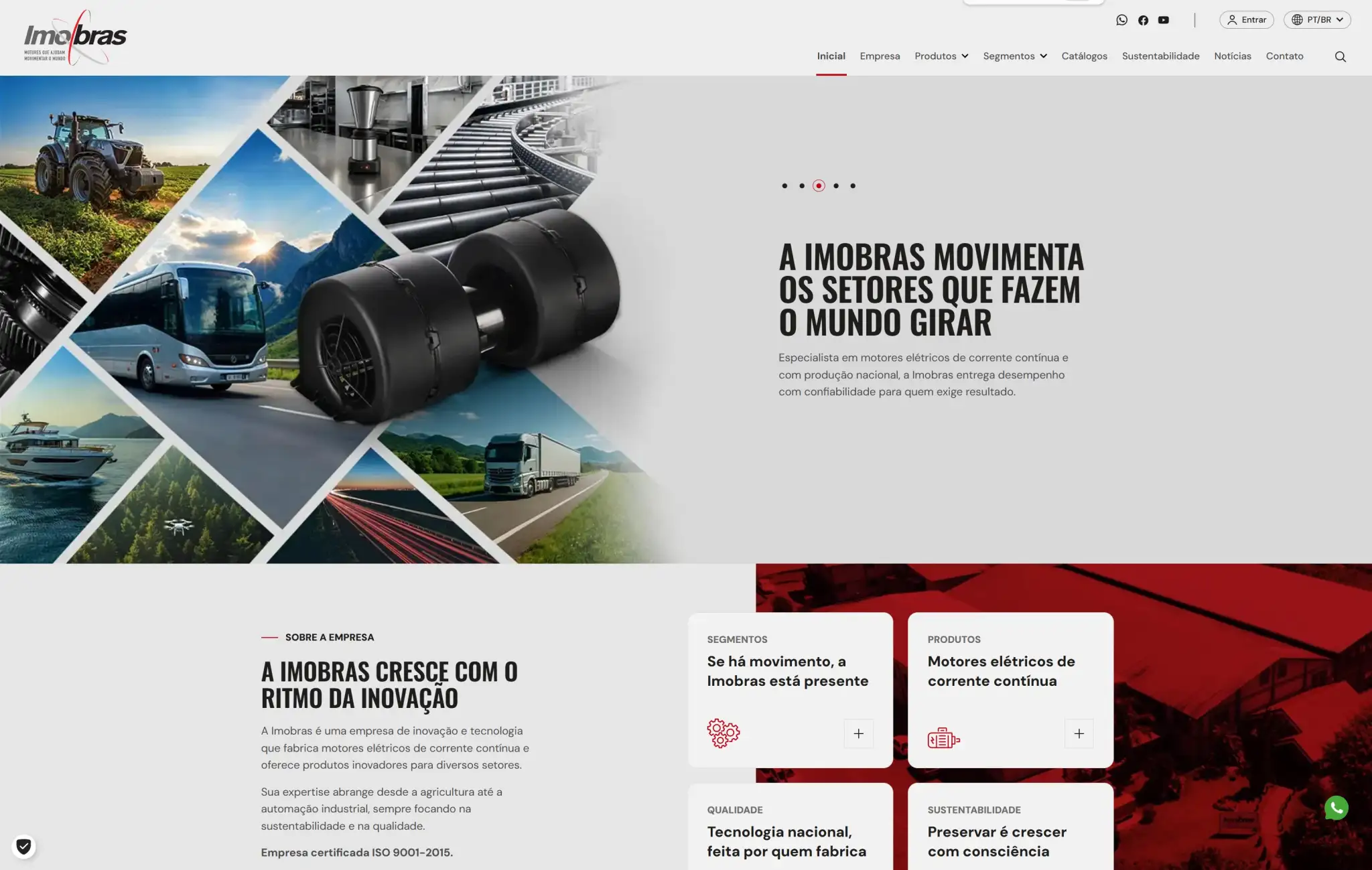 Página inicial da Imobras com apresentação da empresa, segmentos atendidos e destaques institucionais.