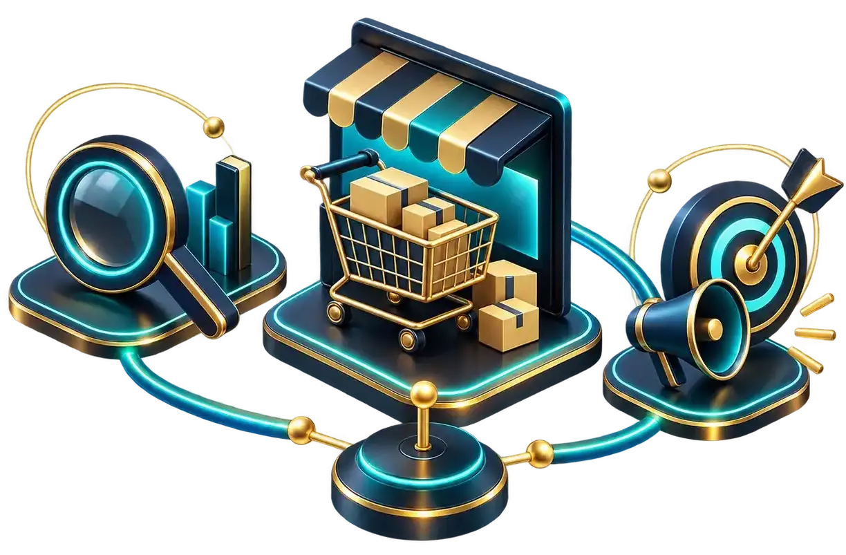 Comércio digital, descoberta e campanhas conectados por um objetivo comum.