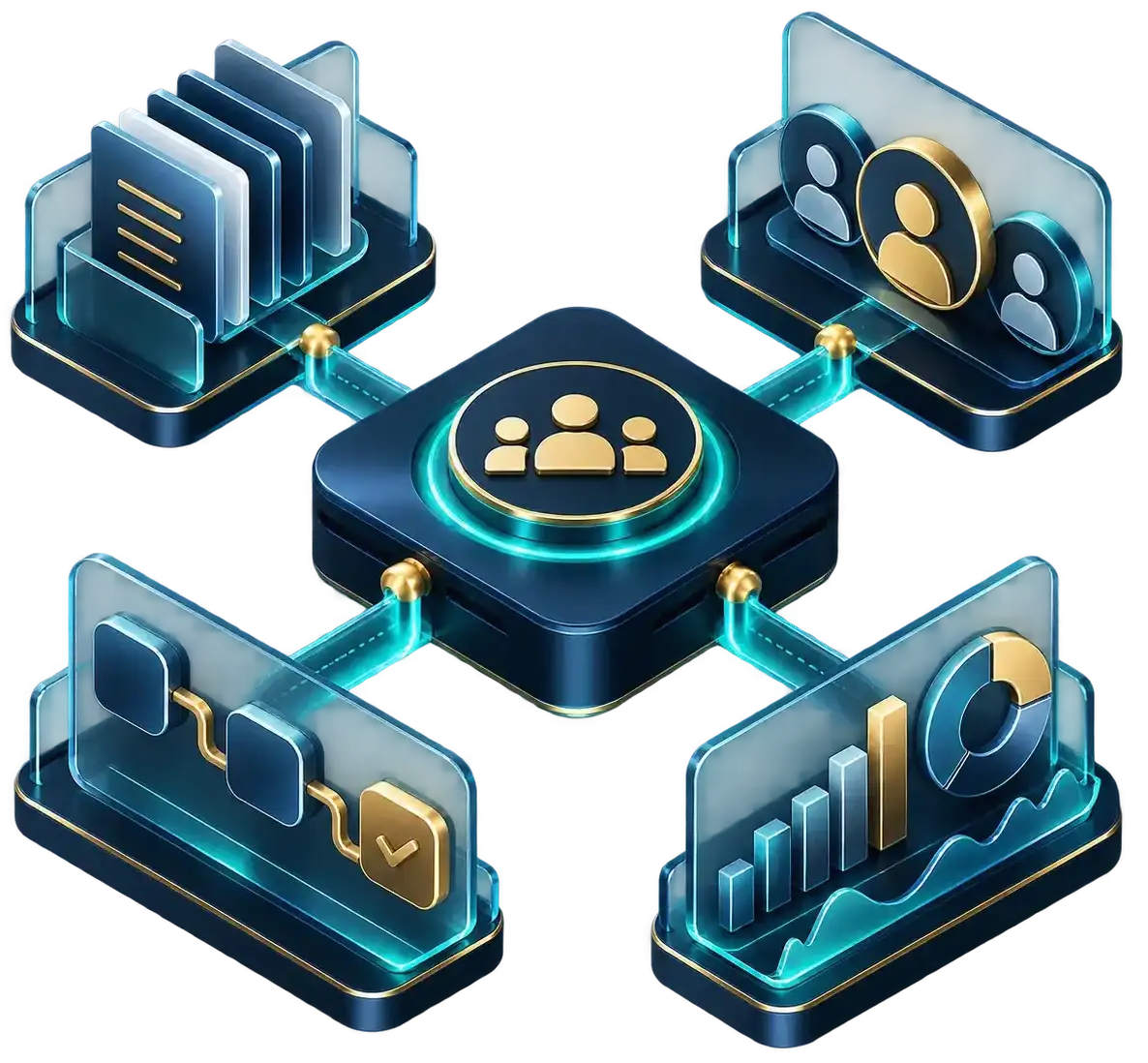 Portal digital conectando conteúdo, perfis, fluxos e indicadores.