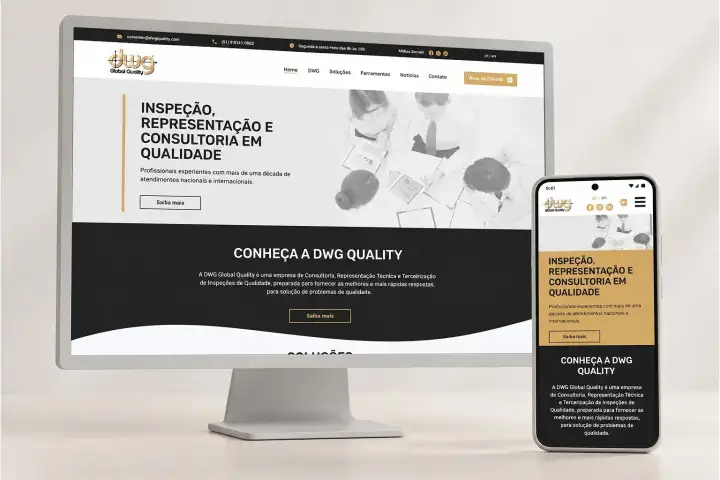 Prévia do projeto DWG Global Quality, Website