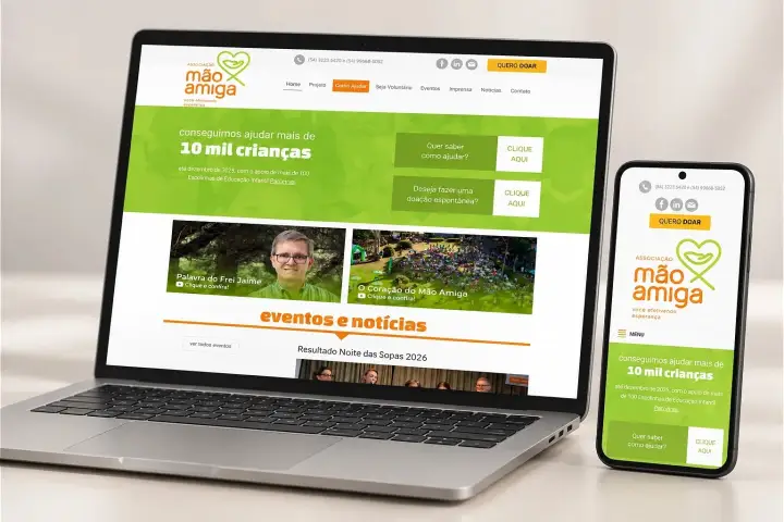 Prévia do projeto Mão Amiga, Website