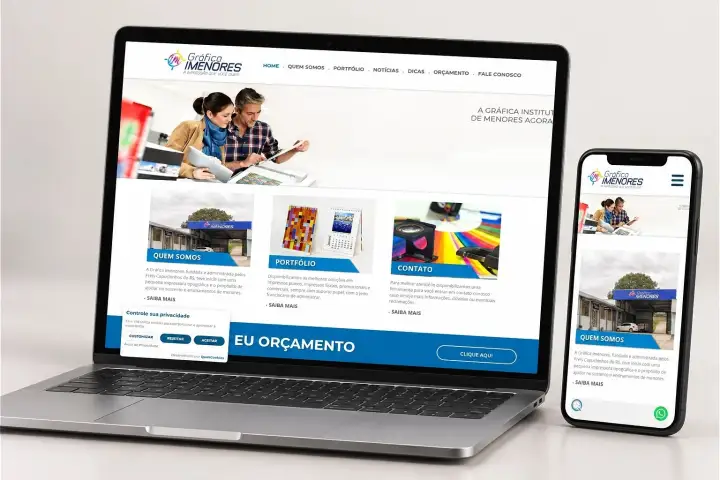 Prévia do projeto Gráfica iMenores, Website