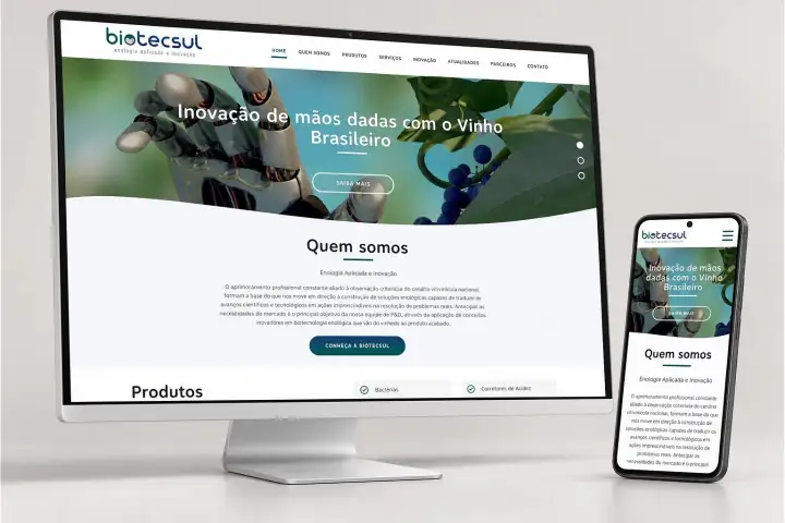 Prévia do projeto Biotecsul, Website