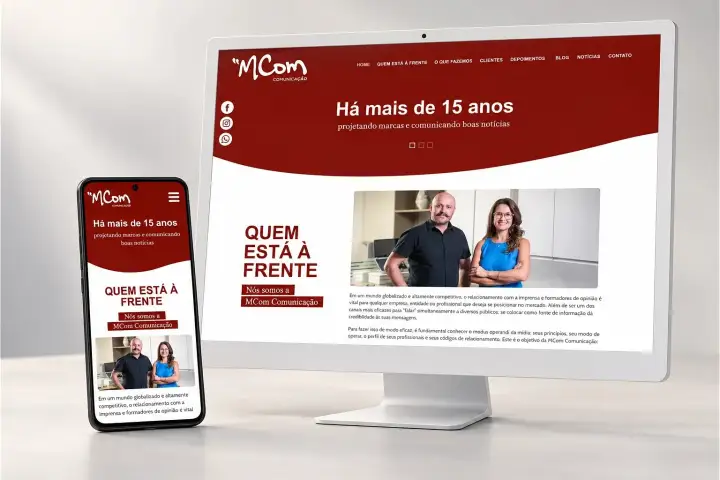 Prévia do projeto mCom Comunicação, Página Única