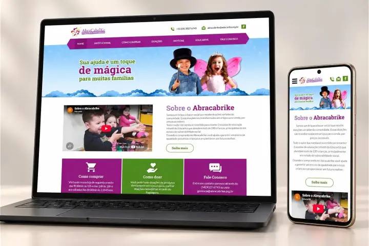 Prévia do projeto Abracabrike, Website